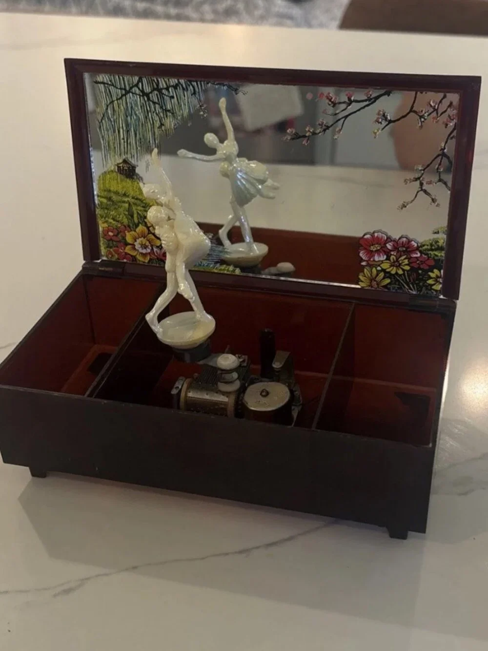 Vintage YAP 1981 Wind Up Musical Jewelry Box Dancing Ballet Swan Lake Works!